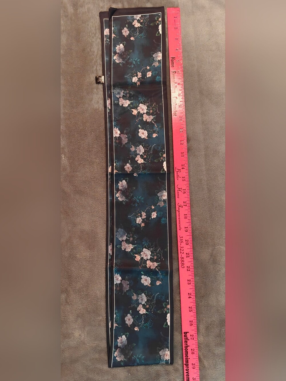 Women's 100% Silk Accessory Scarf- Black & Teal